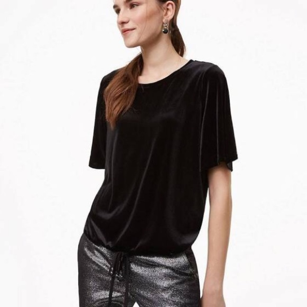 Loft- Black Velour T-shirt- Medium